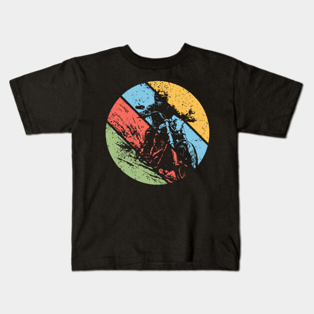 Vintage Grunge Biker Pop Art – Distressed Motorcycle Rider Retro Tee Kids T-Shirt by TuncGK