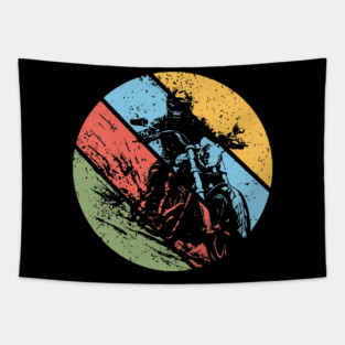 Vintage Grunge Biker Pop Art – Distressed Motorcycle Rider Retro Tee Tapestry