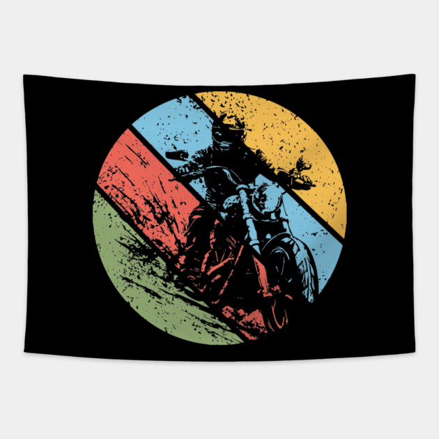 Vintage Grunge Biker Pop Art – Distressed Motorcycle Rider Retro Tee Tapestry by TuncGK