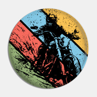 Vintage Grunge Biker Pop Art – Distressed Motorcycle Rider Retro Tee Pin