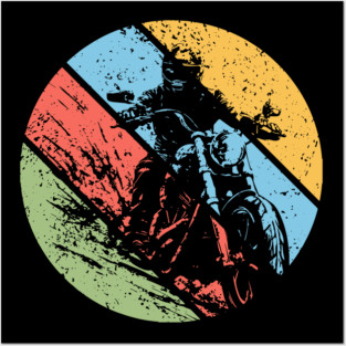 Vintage Grunge Biker Pop Art – Distressed Motorcycle Rider Retro Tee Posters and Art