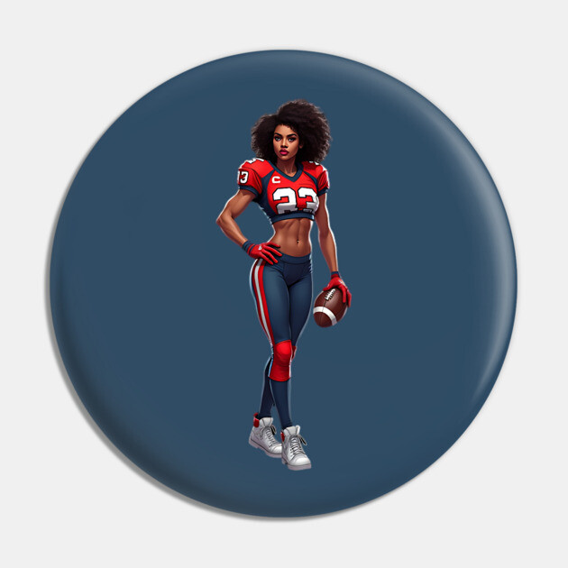 Female American Football Player Cartoon Pin by animegirlnft