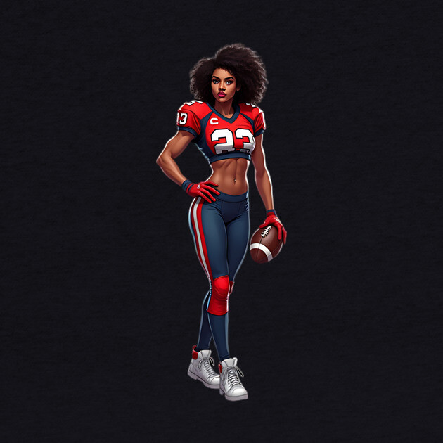 Female American Football Player Cartoon by animegirlnft