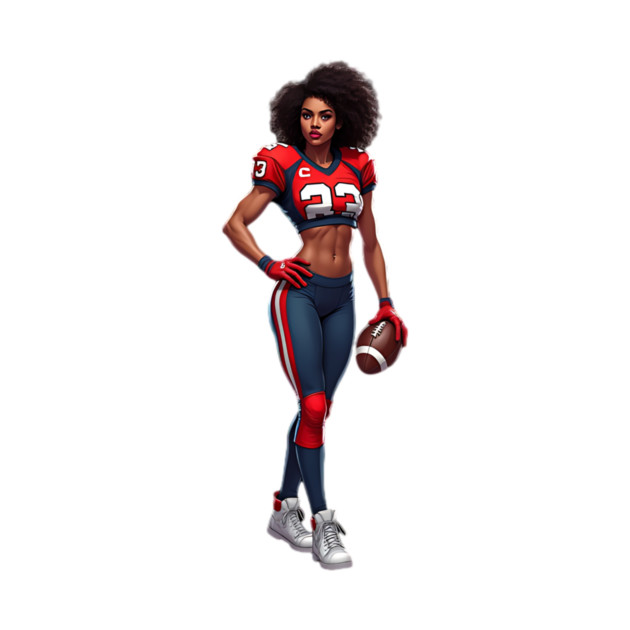Female American Football Player Cartoon by animegirlnft