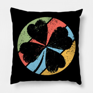 Vintage Distressed Clover Pop Art – Grunge Lucky Shamrock Tee Pillow