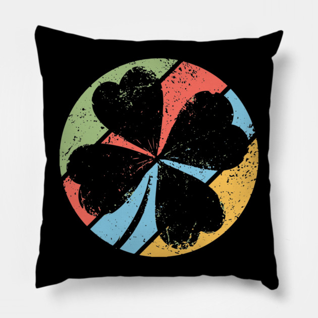Vintage Distressed Clover Pop Art – Grunge Lucky Shamrock Tee Pillow by TuncGK