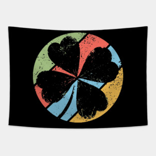 Vintage Distressed Clover Pop Art – Grunge Lucky Shamrock Tee Tapestry