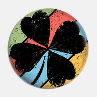 Vintage Distressed Clover Pop Art – Grunge Lucky Shamrock Tee Pin
