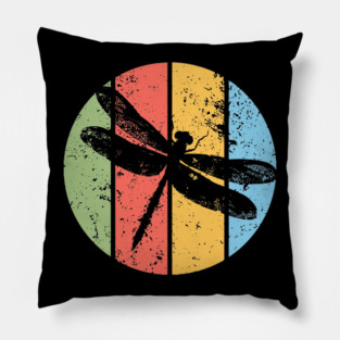 Vintage Grunge Dragonfly Pop Art – Retro Nature Insect Design Pillow