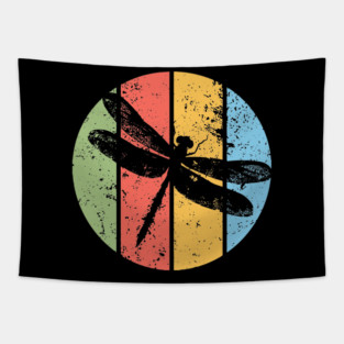Vintage Grunge Dragonfly Pop Art – Retro Nature Insect Design Tapestry