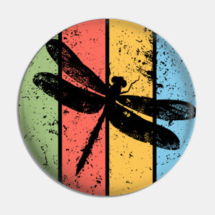 Vintage Grunge Dragonfly Pop Art – Retro Nature Insect Design Pin