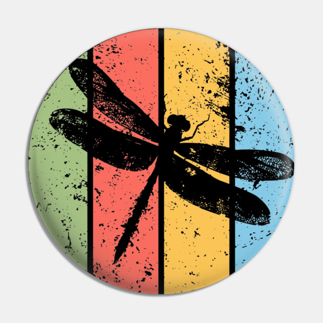 Vintage Grunge Dragonfly Pop Art – Retro Nature Insect Design Pin by TuncGK