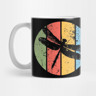 Vintage Grunge Dragonfly Pop Art – Retro Nature Insect Design Mug