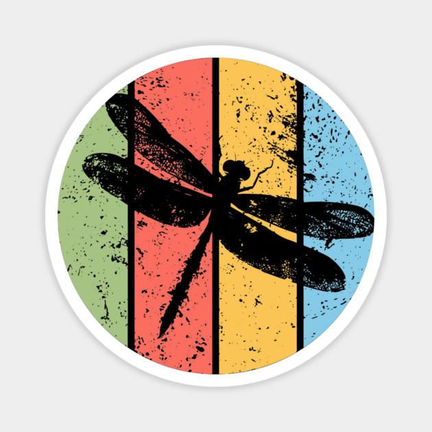 Vintage Grunge Dragonfly Pop Art – Retro Nature Insect Design Magnet by TuncGK