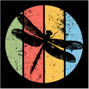 Vintage Grunge Dragonfly Pop Art – Retro Nature Insect Design Posters and Art