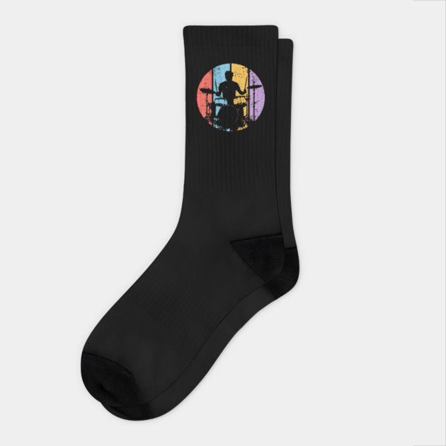 Retro Grunge Drummer Pop Art – Vintage Rock Music Tee Socks by TuncGK
