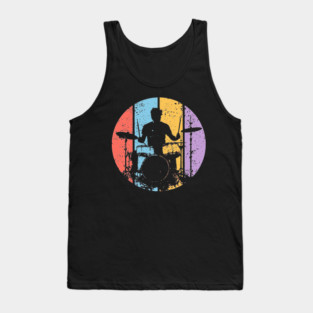 Retro Grunge Drummer Pop Art – Vintage Rock Music Tee Tank Top