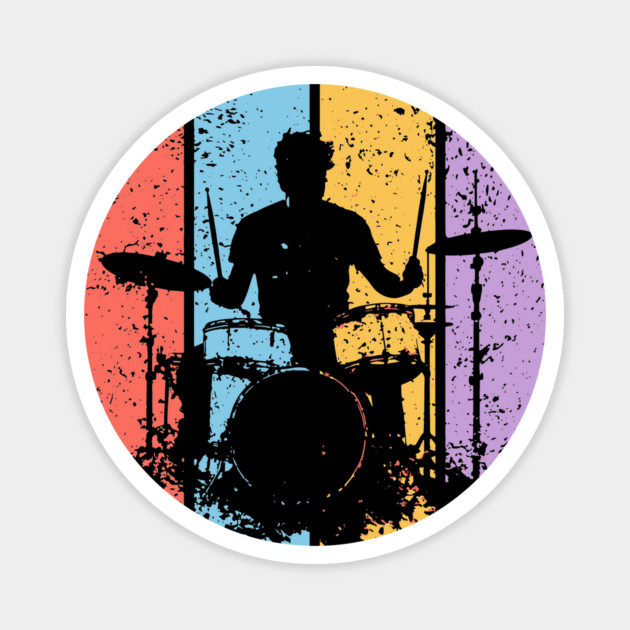 Retro Grunge Drummer Pop Art – Vintage Rock Music Tee Magnet by TuncGK
