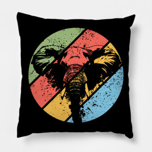 Vintage Grunge Elephant Pop Art – Retro Wildlife Abstract Design Pillow