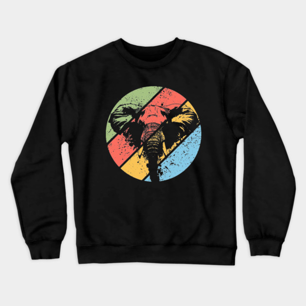 Vintage Grunge Elephant Pop Art – Retro Wildlife Abstract Design Crewneck Sweatshirt by TuncGK