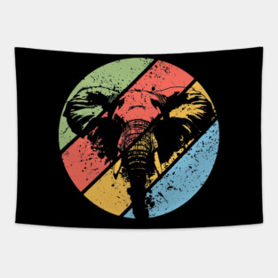 Vintage Grunge Elephant Pop Art – Retro Wildlife Abstract Design Tapestry