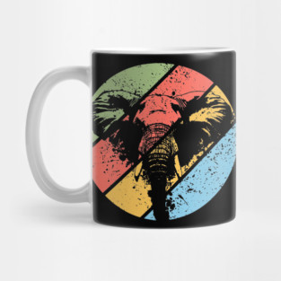 Vintage Grunge Elephant Pop Art – Retro Wildlife Abstract Design Mug