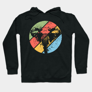 Vintage Grunge Elephant Pop Art – Retro Wildlife Abstract Design Hoodie