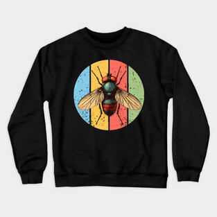 Grunge Fly Pop Art – Retro Distressed Insect Illustration Crewneck Sweatshirt
