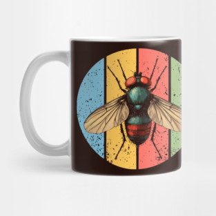 Grunge Fly Pop Art – Retro Distressed Insect Illustration Mug