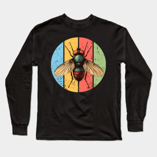 Grunge Fly Pop Art – Retro Distressed Insect Illustration Long Sleeve T-Shirt