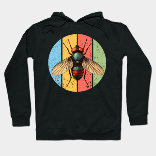 Grunge Fly Pop Art – Retro Distressed Insect Illustration Hoodie
