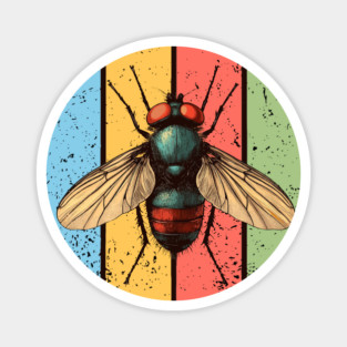 Grunge Fly Pop Art – Retro Distressed Insect Illustration Magnet