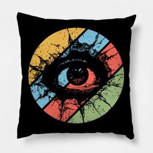 Distressed Eye Pop Art – Vintage Grunge Visionary Aesthetic Tee Pillow