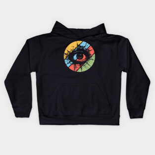 Distressed Eye Pop Art – Vintage Grunge Visionary Aesthetic Tee Kids Hoodie