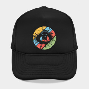 Distressed Eye Pop Art – Vintage Grunge Visionary Aesthetic Tee Hat