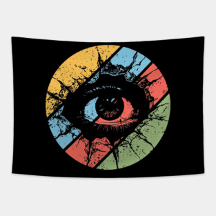 Distressed Eye Pop Art – Vintage Grunge Visionary Aesthetic Tee Tapestry