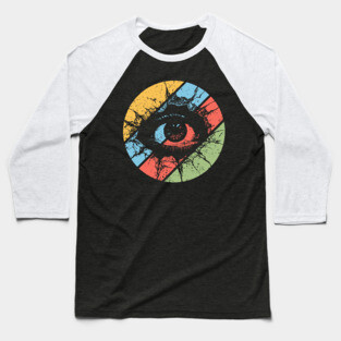 Distressed Eye Pop Art – Vintage Grunge Visionary Aesthetic Tee Baseball T-Shirt