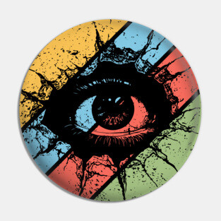 Distressed Eye Pop Art – Vintage Grunge Visionary Aesthetic Tee Pin