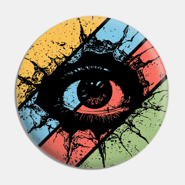 Distressed Eye Pop Art – Vintage Grunge Visionary Aesthetic Tee Pin by TuncGK