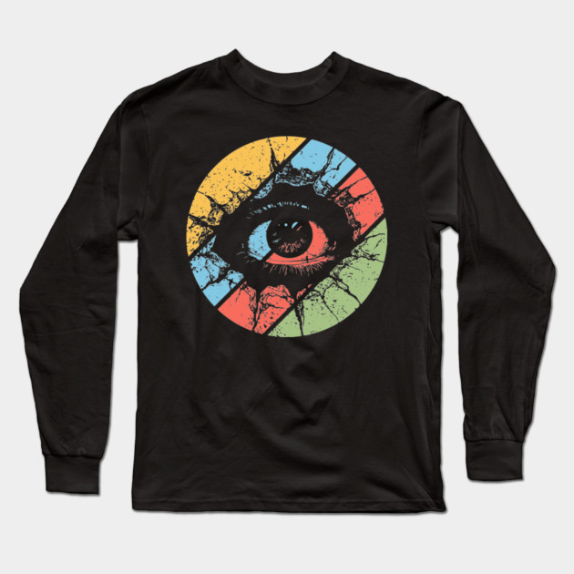 Distressed Eye Pop Art – Vintage Grunge Visionary Aesthetic Tee Long Sleeve T-Shirt by TuncGK