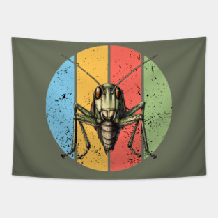 Retro Grunge Grasshopper Pop Art – Distressed Vintage Insect Tee Tapestry
