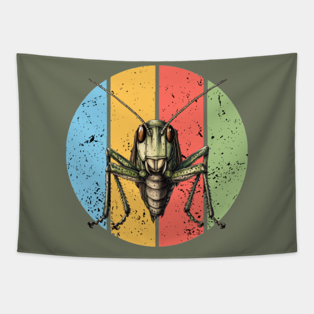 Retro Grunge Grasshopper Pop Art – Distressed Vintage Insect Tee Tapestry by TuncGK