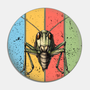 Retro Grunge Grasshopper Pop Art – Distressed Vintage Insect Tee Pin