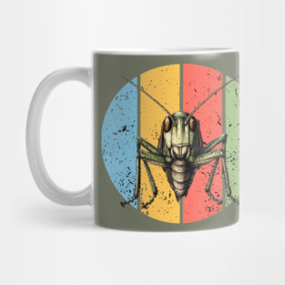 Retro Grunge Grasshopper Pop Art – Distressed Vintage Insect Tee Mug