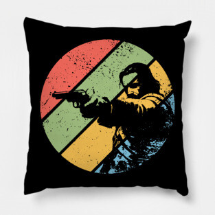 Vintage Grunge Cowboy Gunman Pop Art – Retro Western Outlaw Tee Pillow