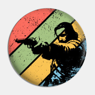 Vintage Grunge Cowboy Gunman Pop Art – Retro Western Outlaw Tee Pin