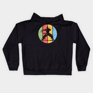 Retro Kung Fu Warrior Pop Art – Vintage Martial Arts Grunge Tee Kids Hoodie
