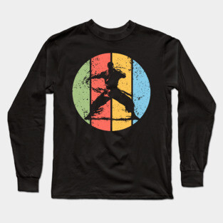 Retro Kung Fu Warrior Pop Art – Vintage Martial Arts Grunge Tee Long Sleeve T-Shirt