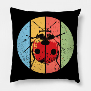 Vintage Red Ladybug Grunge Pop Art – Retro Distressed Insect Tee Pillow