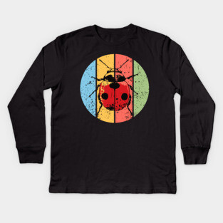 Vintage Red Ladybug Grunge Pop Art – Retro Distressed Insect Tee Kids Long Sleeve T-Shirt